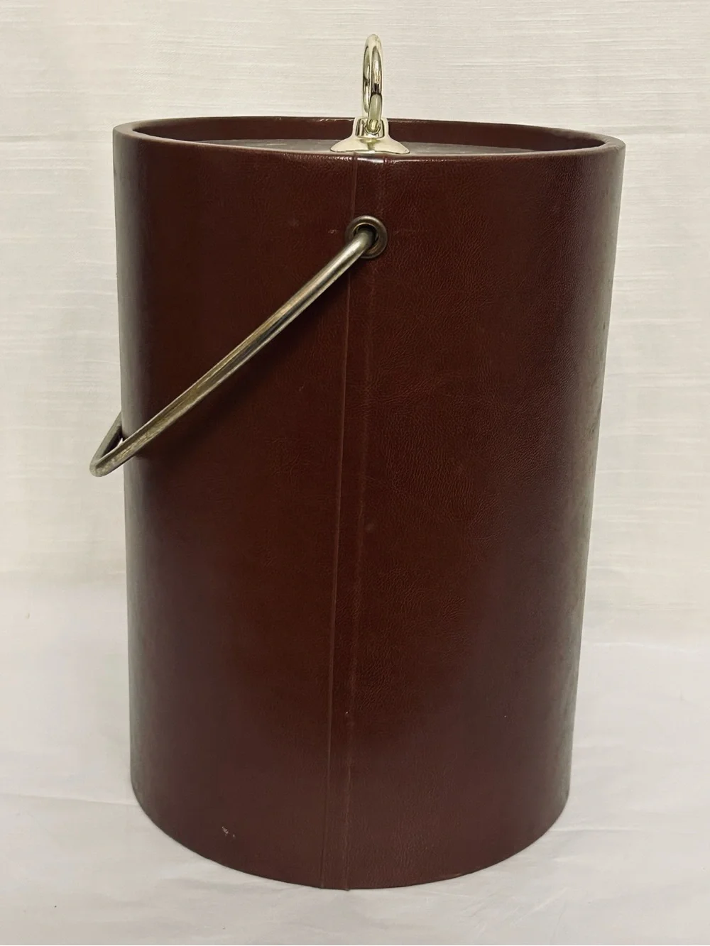 Vintage Large Faux Leather Mid-Century Modern Ice‎ Bucket